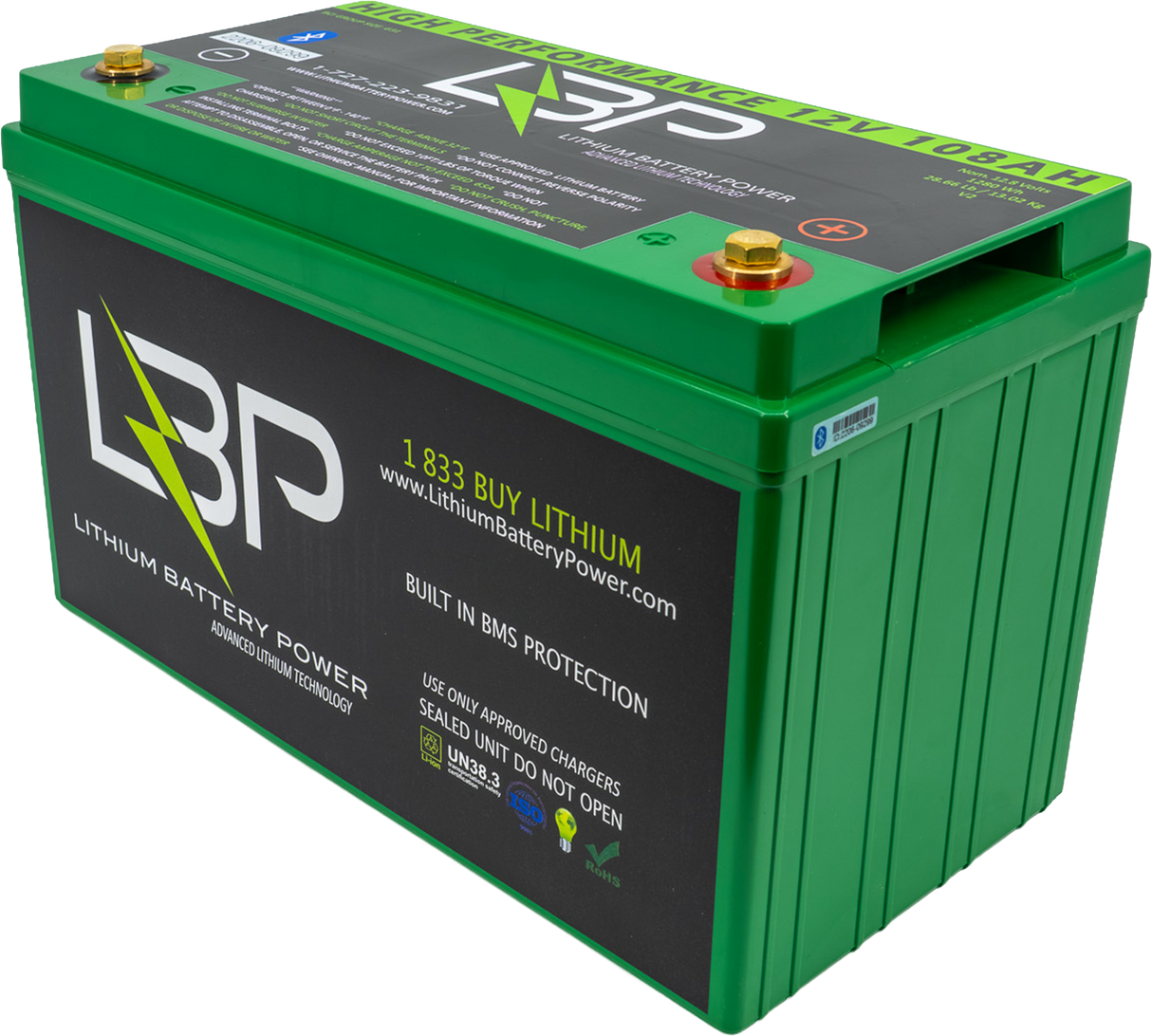 Lithium Battery Power - 12v 108Ah (High Performance) Lithium Battery with Bluetooth Monitoring