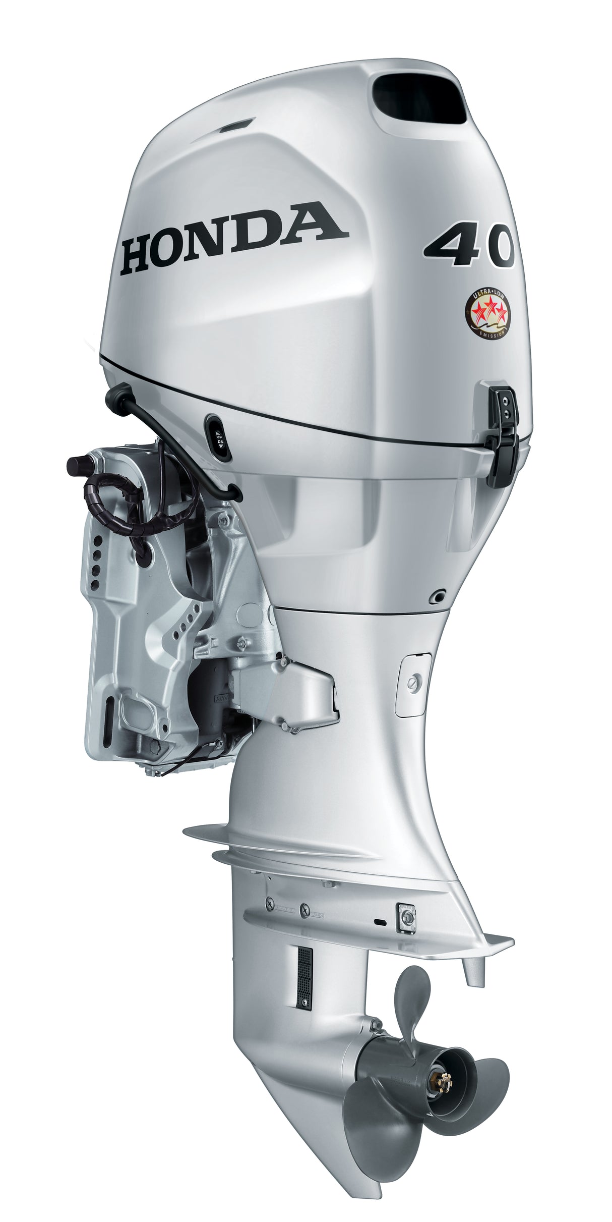 Moteur hors-bord Honda BF40D4LHA - Arbre de 20 pouces | Démarrage électrique | Barre franche | Argent