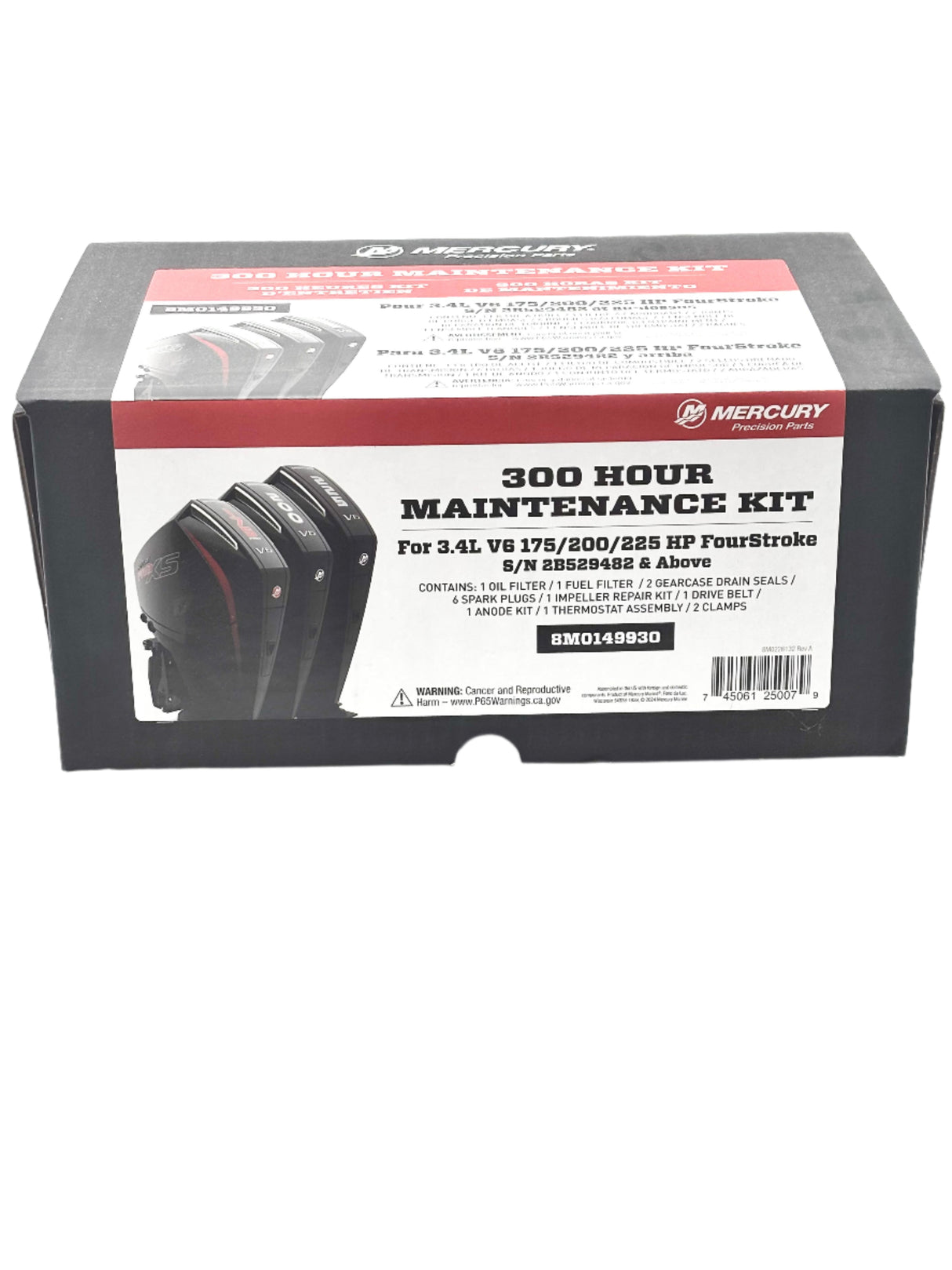 Mercury V6 3.4L Four Stroke - 150R 175 200 225 HP - 300 Hour Service Kit - 8M0149930