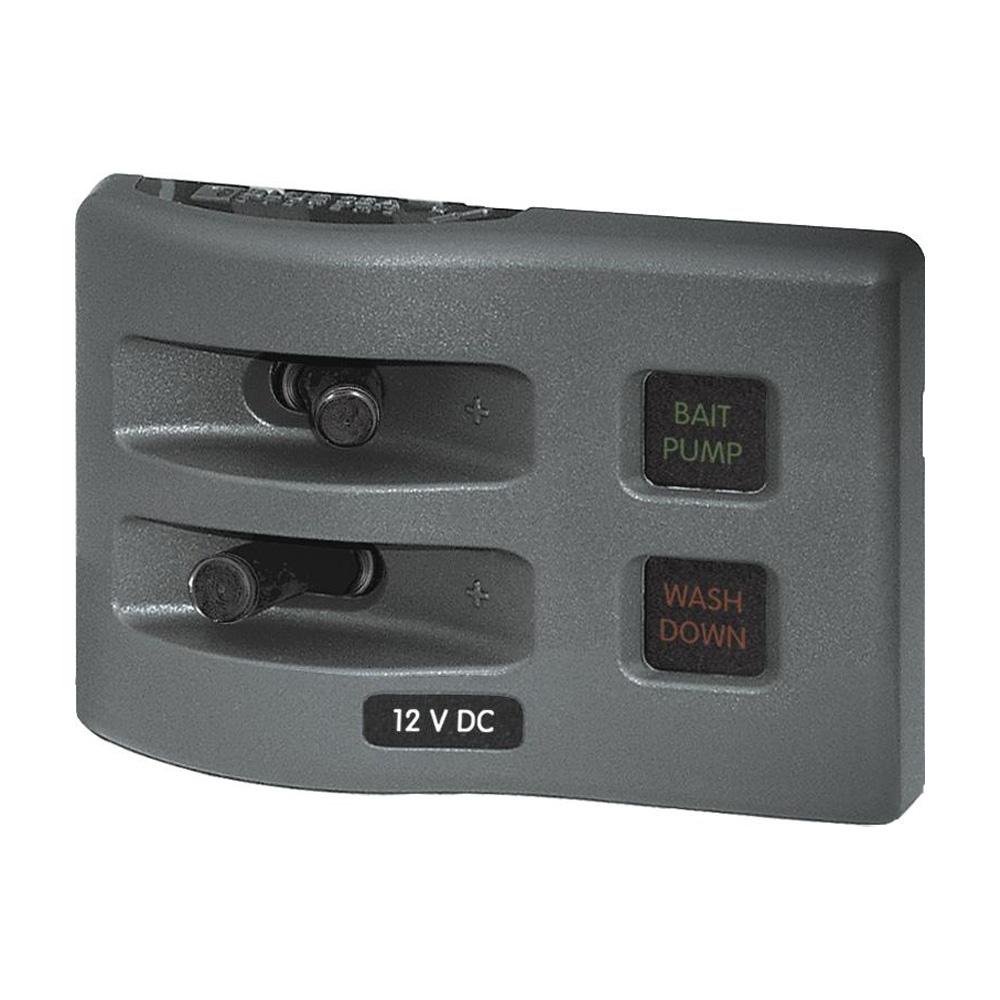 Blue Sea 4302 WeatherDeck Water Resistant Fuse Panel - 2 Position - Grey - 4302