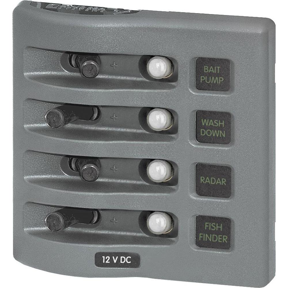 Blue Sea - WeatherDeck Water Resistant Circuit Breaker Panel - 4 Position - Grey - 4374