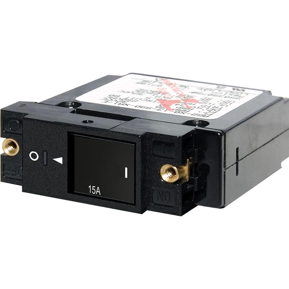 Blue Sea 7428 Single Pole Small Case 2" Slot Reset Rocker Circuit Breaker - 15 Amp - 7428