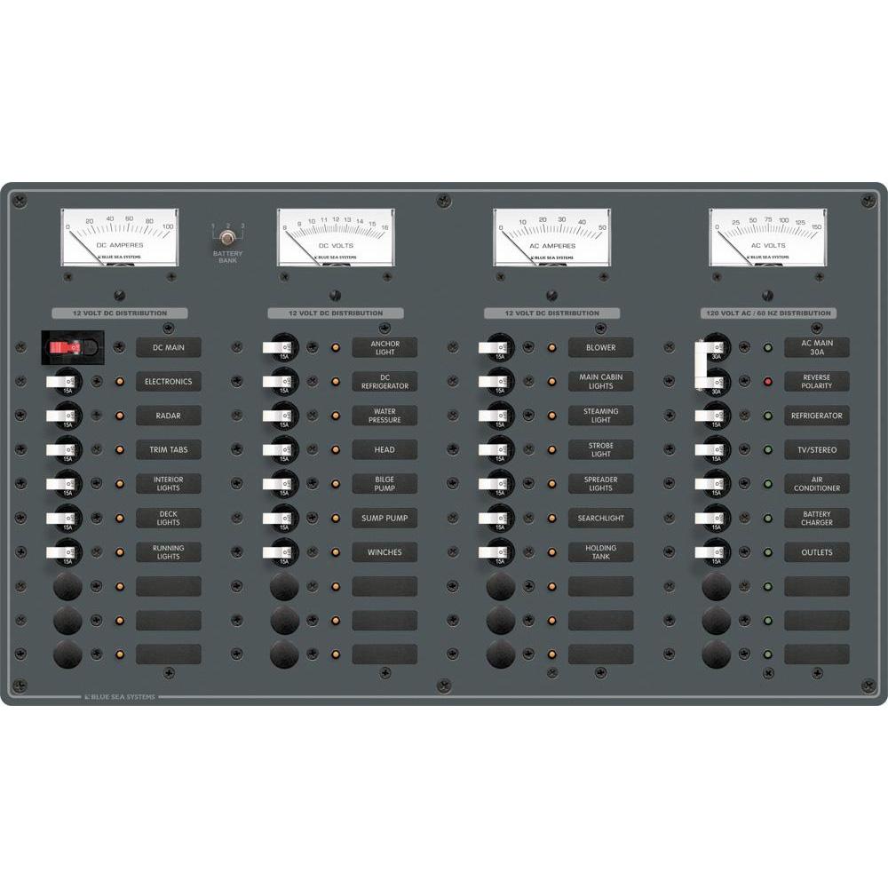 Blue Sea 8095 AC Main +8 Positions / DC Main +29 Positions Toggle Circuit Breaker Panel (White Switches) - 8095