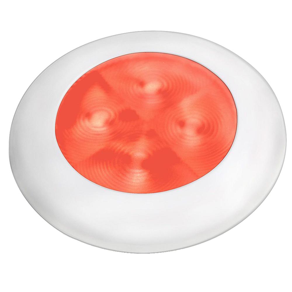 Hella Marine Slim Line LED 'Enhanced Brightness' Round Courtesy Lamp - Red LED - White Plastic Bezel - 12V - 980507241