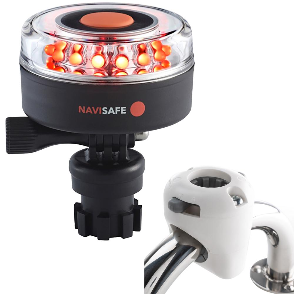 Navisafe Navilight All RED 360 2NM w/Navimount Base Rail Mount - White - 045KIT3