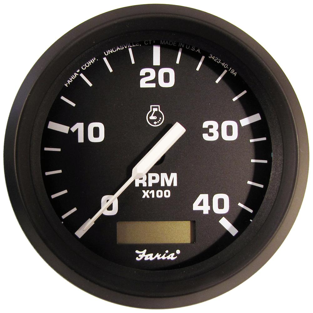 Faria Euro 4" Tachometer w/Hourmeter (4000 RPM) (Diesel) (Mech Takeoff Var Ratio Alt) - 32834