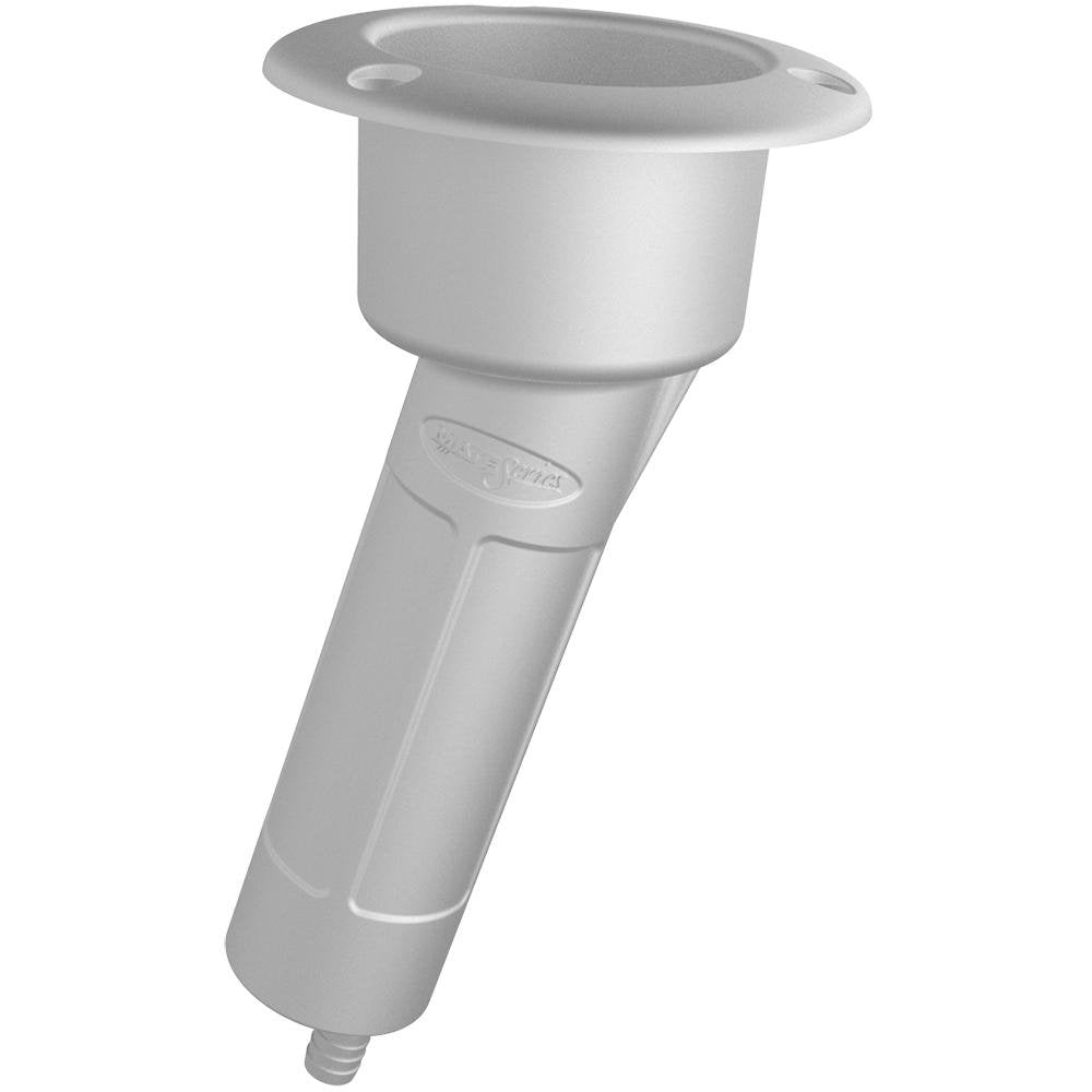Mate Series Plastic 15 Rod Cup Holder - Drain - Round Top - White - P1015DW