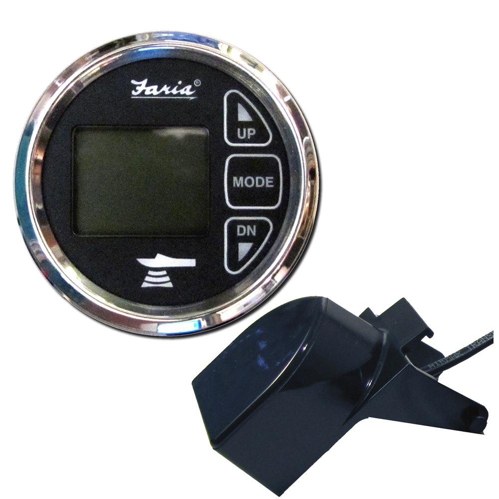 Faria 2" Dual Depth Sounder w/Air Water Temp Transom Mount Transducer - Chesapeake SS Black - 13752
