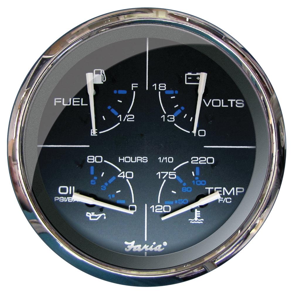 Faria 5" Multifunction Gauge Chesapeake Black w/Stainless Steel - Fuel, Oil (PSI), Water Temp Voltmeter - 33762
