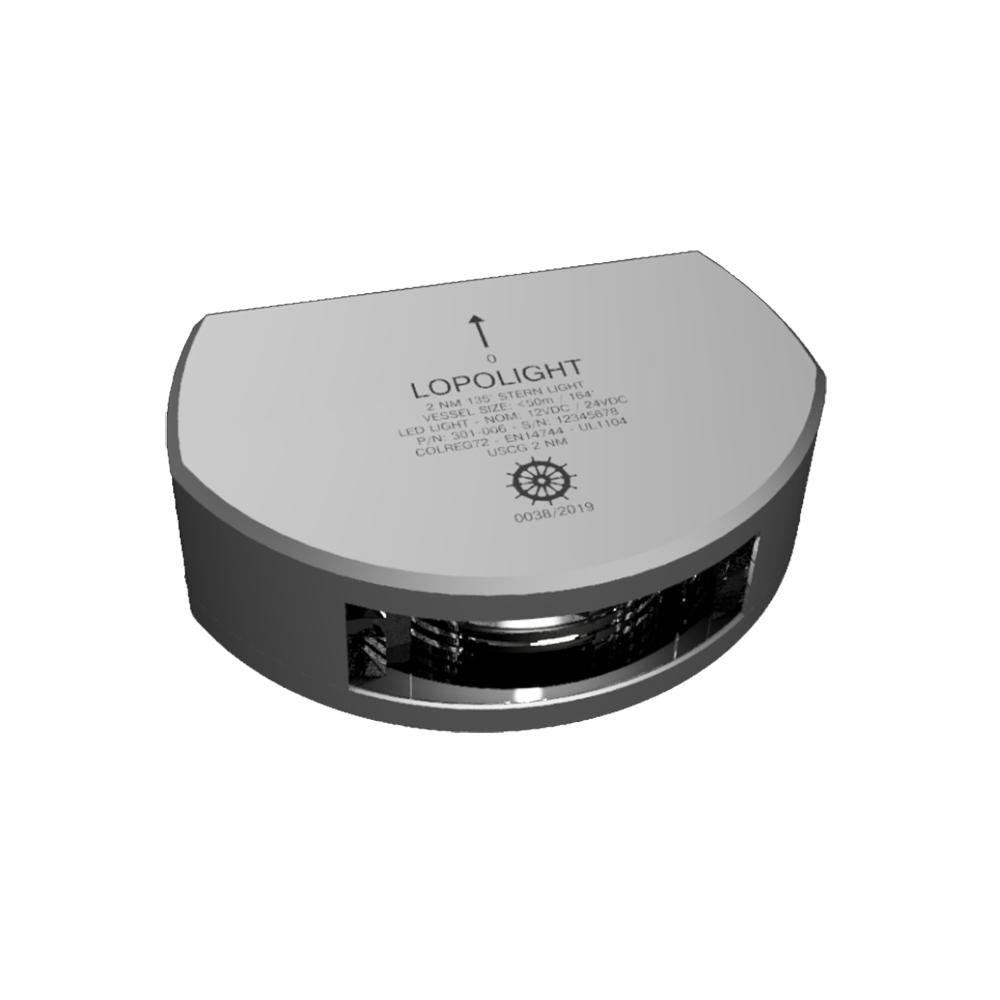 Lopolight 135 Stern Light - 2nm - Silver Housing - Single - Vertical Mount - 301-006
