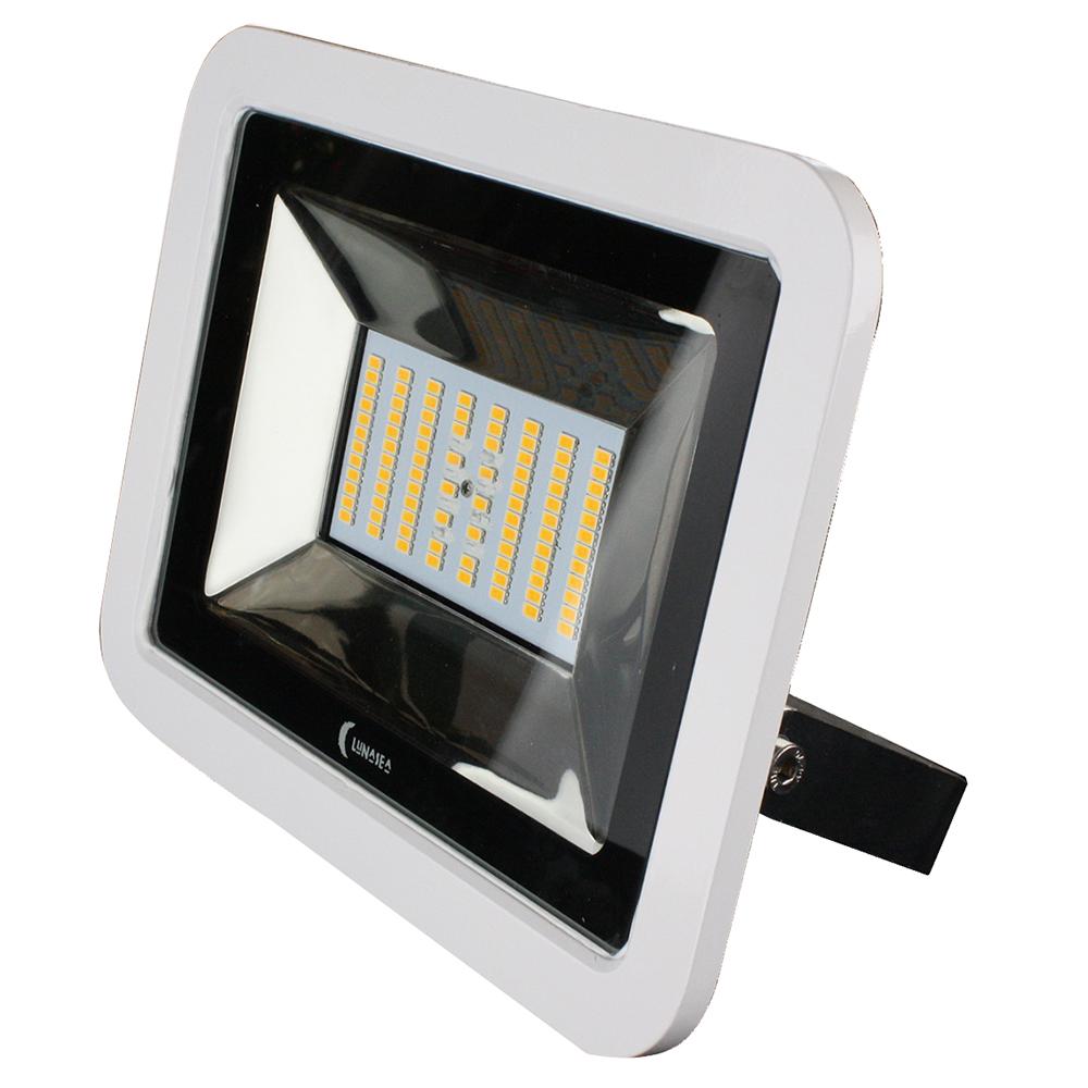 Lunasea 35W Slimline LED Floodlight, 12/24V, Cool White, 4800 Lumens, 3' Cord - White Housing - LLB-36MN-81-00