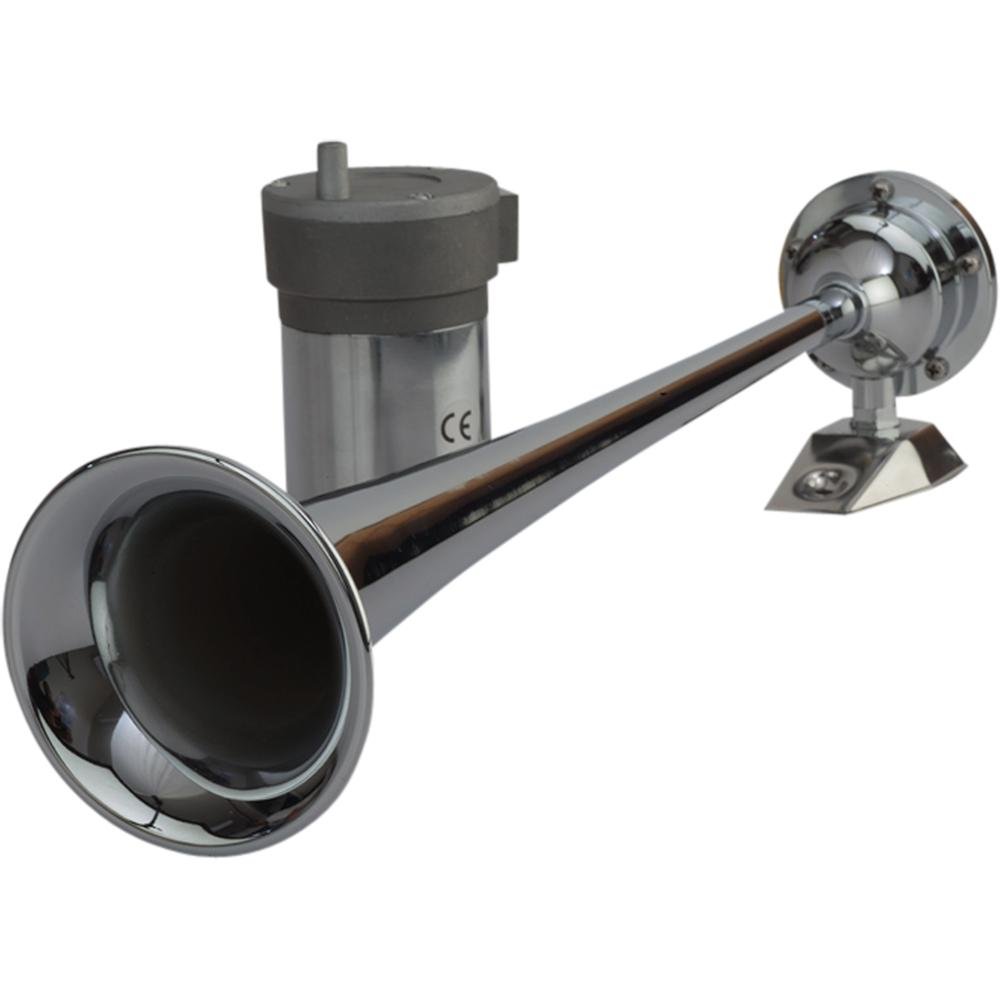 Sea-Dog Line - Maxblast 20 Amp 120 DB 12V 11 PSI Single 17" Trumpet Air Horn Chrome Plated Brass - 4325101