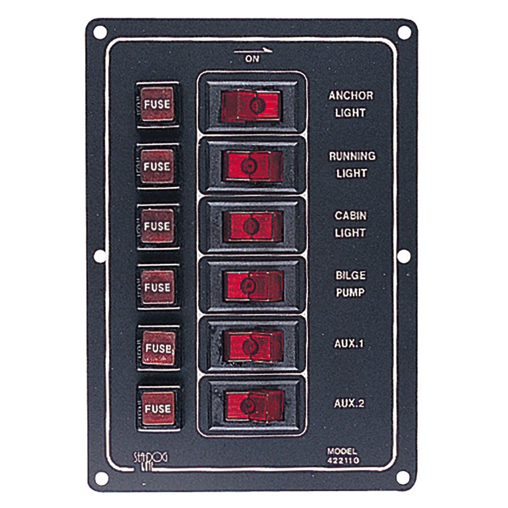 Sea-Dog Line - 6 Switch Illiminated Switch Panel, Vertical - 4221101