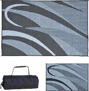 Ming's Mark Inc - 8X20 PATIOMAT BLK/SLVR GRAPHIC,REVERSIBLE MATS - GC1BLKSLVR