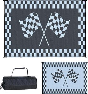 Ming's Mark Inc - Reversible Black & White Racing Flag Mat - RF6091