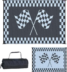 Ming's Mark Inc - Reversible Black & White Racing Flag Mat - RF9121