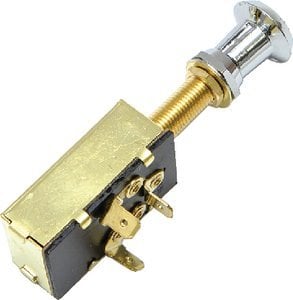 Sierra - On/Off/On SPDT 4 Blade Terminal Heavy Duty Push Pull Switch Chrome & Plastic Knob - MP39590