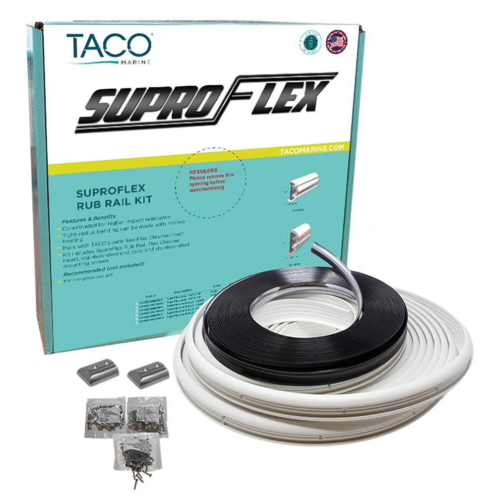 TACO SuproFlex Rub Rail Kit - White w/Flex Chrome Insert - 2"H x 31/32"W x 80'L - V11-9990WCM80-2
