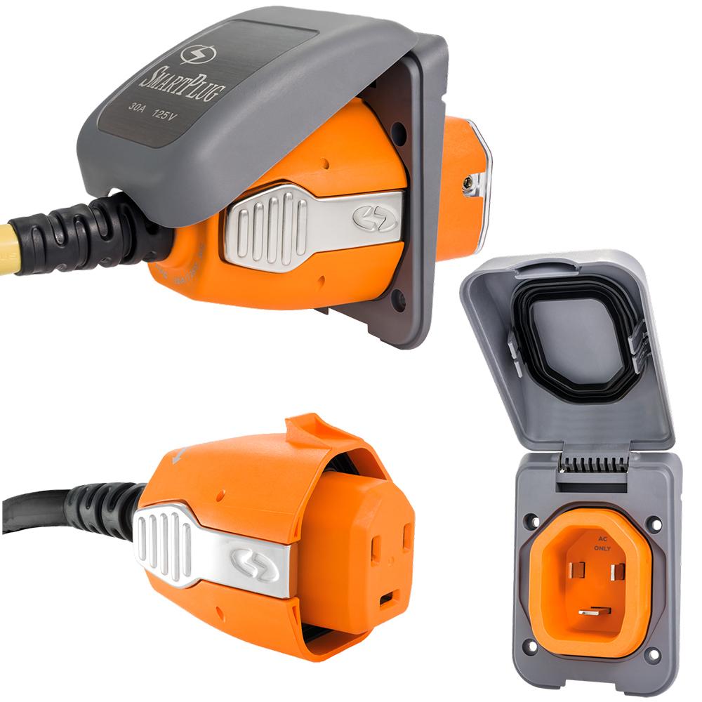 SmartPlug 30 Amp Non Metallic Gray Inlet Plug Combo - Boat RV - B30ASSYPG