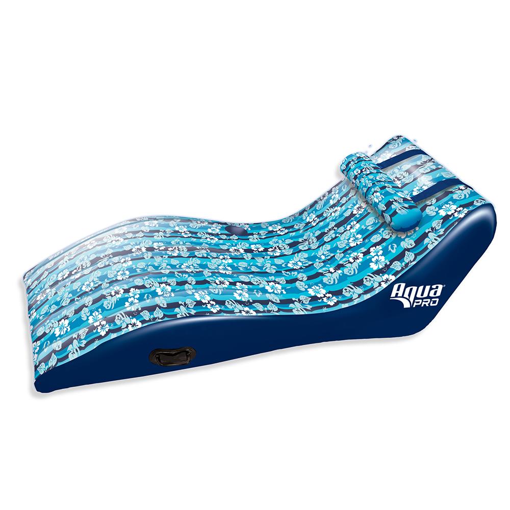 Aqua Leisure Ultra Cushioned Comfort Lounge Hawaiian Wave Print w/Adjustable Pillow - APL17014S2