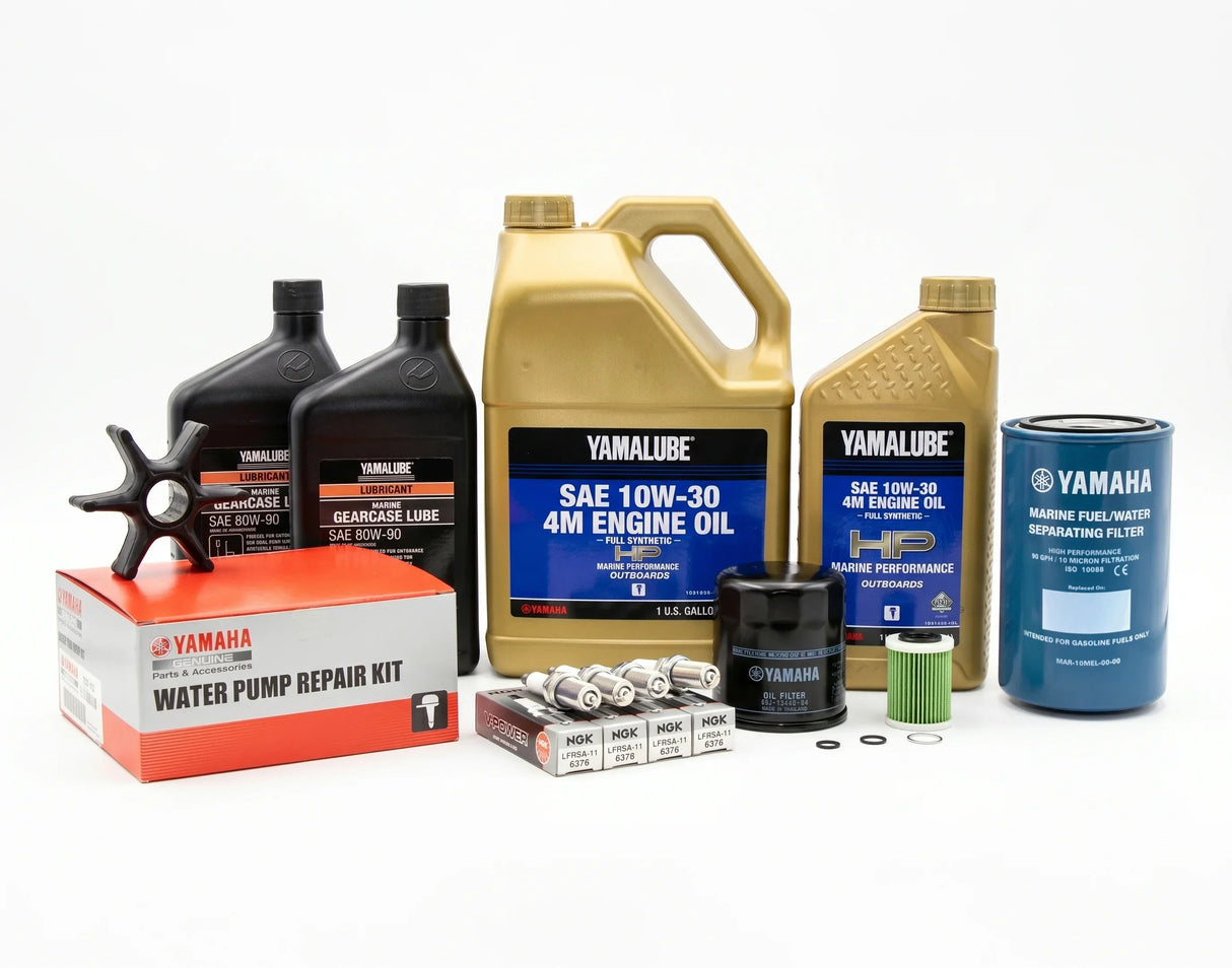 Yamaha F150 - F150A - F150B 100 Hour Service Maintenance Kit with Cooling - Yamalube 10W-30 Full Synthetic - (2006-Current)