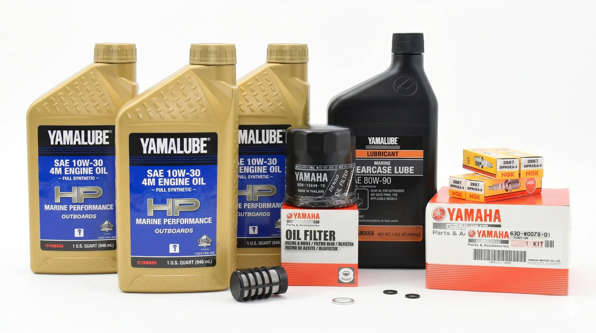 Yamaha F60 100 Hour Service Maintenance Kit with Cooling - Yamalube 10W-30 Full Synthetic - 2002-2004