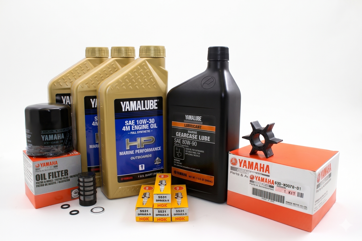 Yamaha F50 100 Hour Service Maintenance Kit w/ Cooling- Yamalube 10W-30 Full Synthetic - 1998-1999