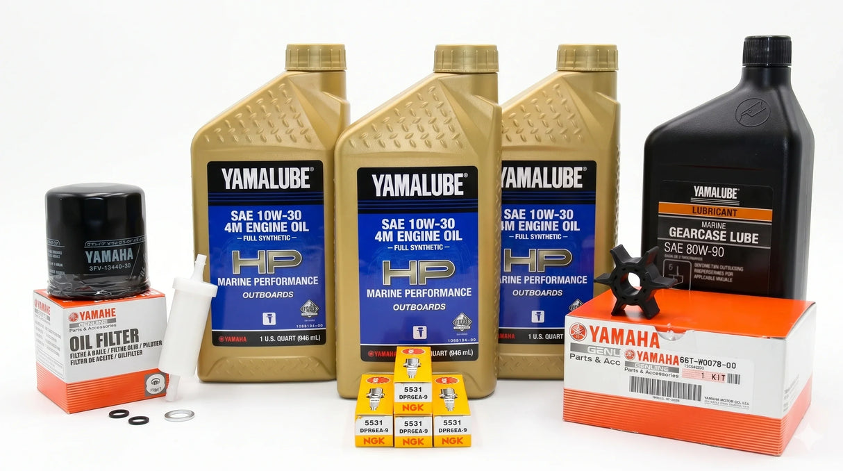 Yamaha F40 100 Hour Service Maintenance Kit w/ Cooling Yamalube 10W-30 Full Synthetic - 2000