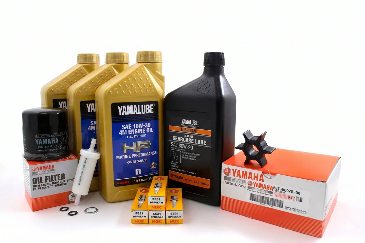 Yamaha F40 100 Hour Service Maintenance Kit w/ Cooling Yamalube 10W-30 Full Synthetic - 2001-2008