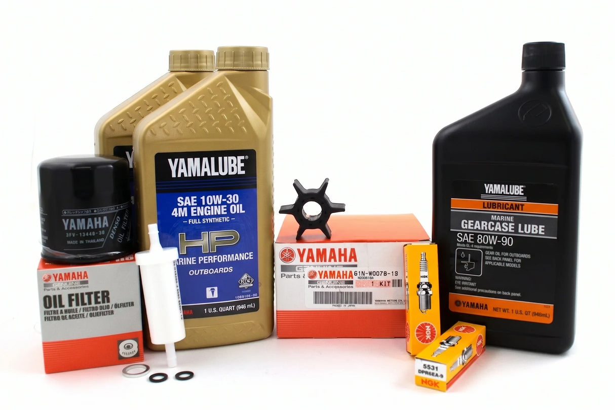 Yamaha F25 100 Hour Service Maintenance Kit w/ Cooling - Yamalube 10W-30 Full Synthetic - 1998-1999