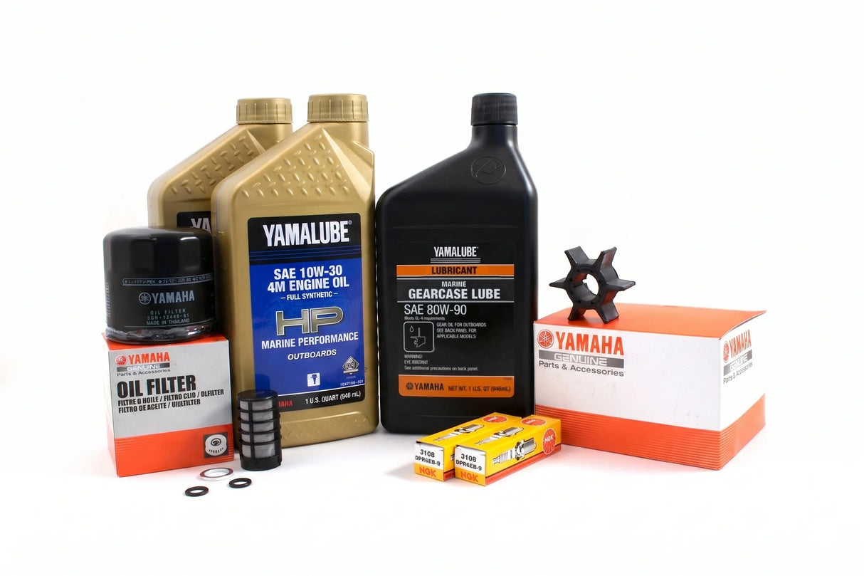 Yamaha F25B 100 Hour Service Maintenance Kit w/ Cooling - Yamalube 10W-30 Full Synthetic - 2012-2018