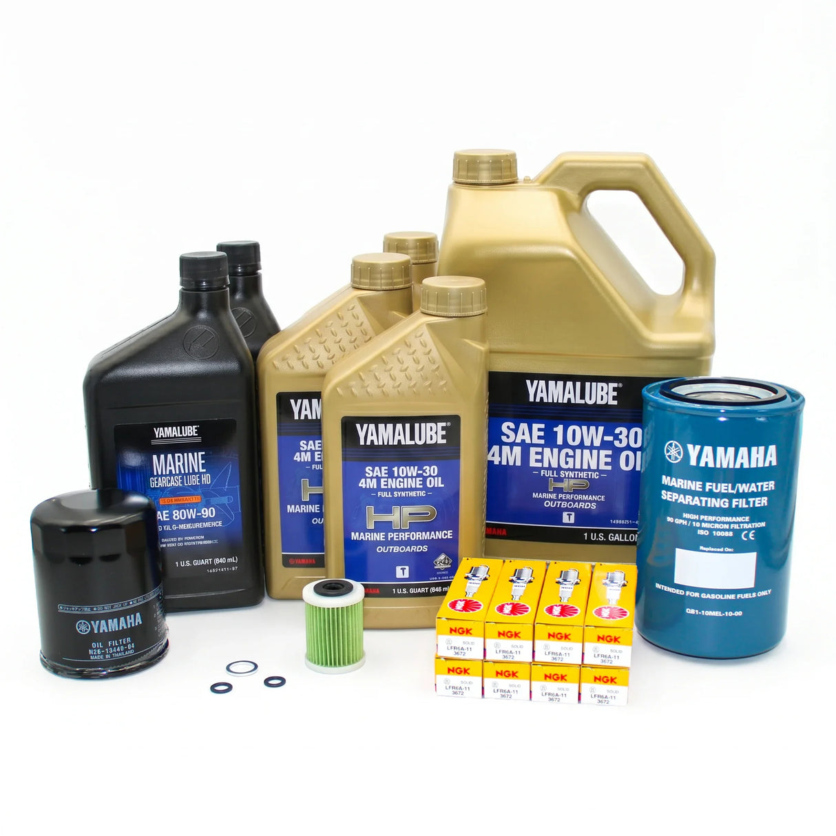 Yamaha F350 V8 100 Hour Service Maintenance Kit - Yamalube 10W-30 Full Synthetic