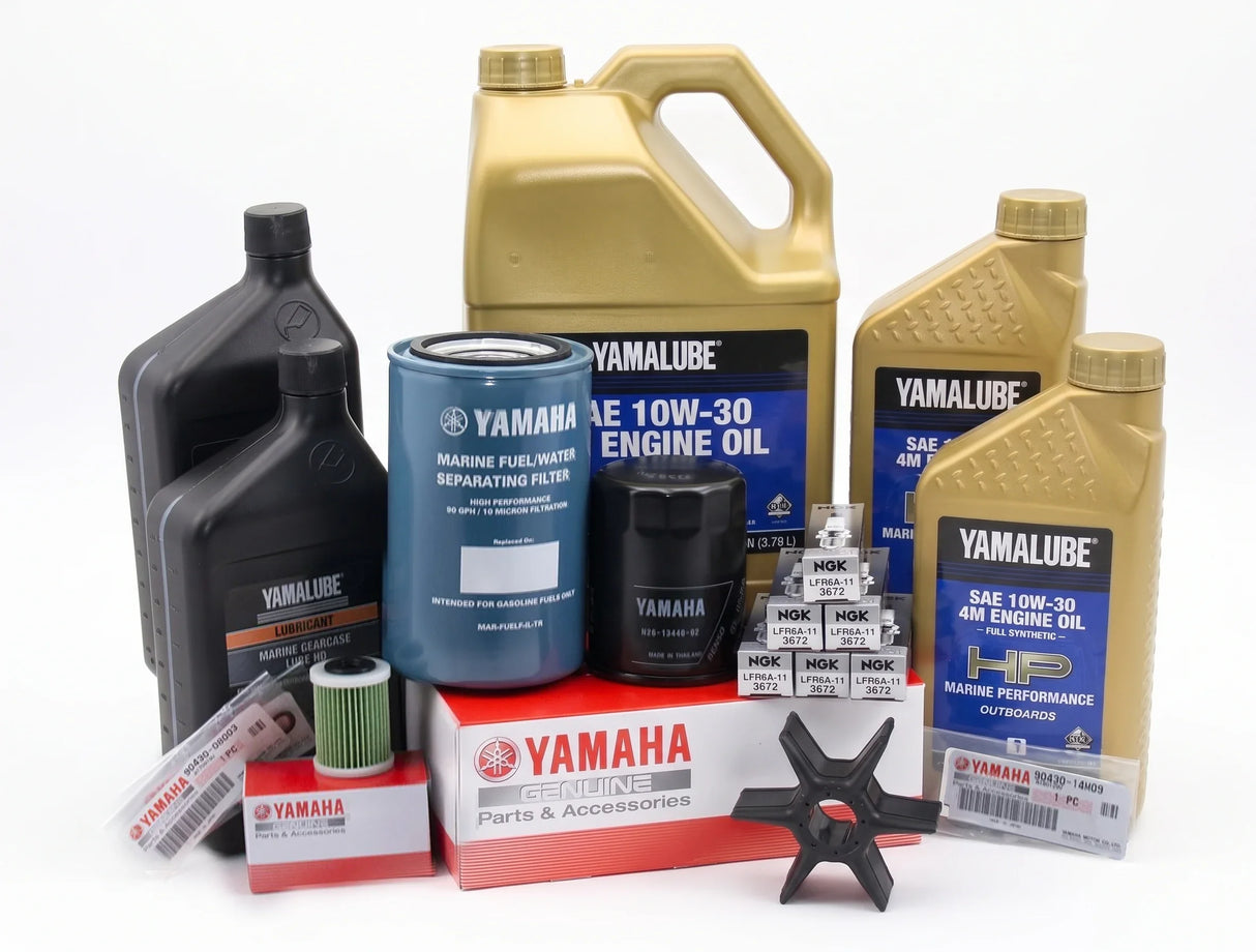 Yamaha F225 F250 F300 4.2L V6 100 Hour Service Maintenance Kit with Cooling - Yamalube 10W-30 Full Synthetic - 2020 - Current - See Description for Applicable Models