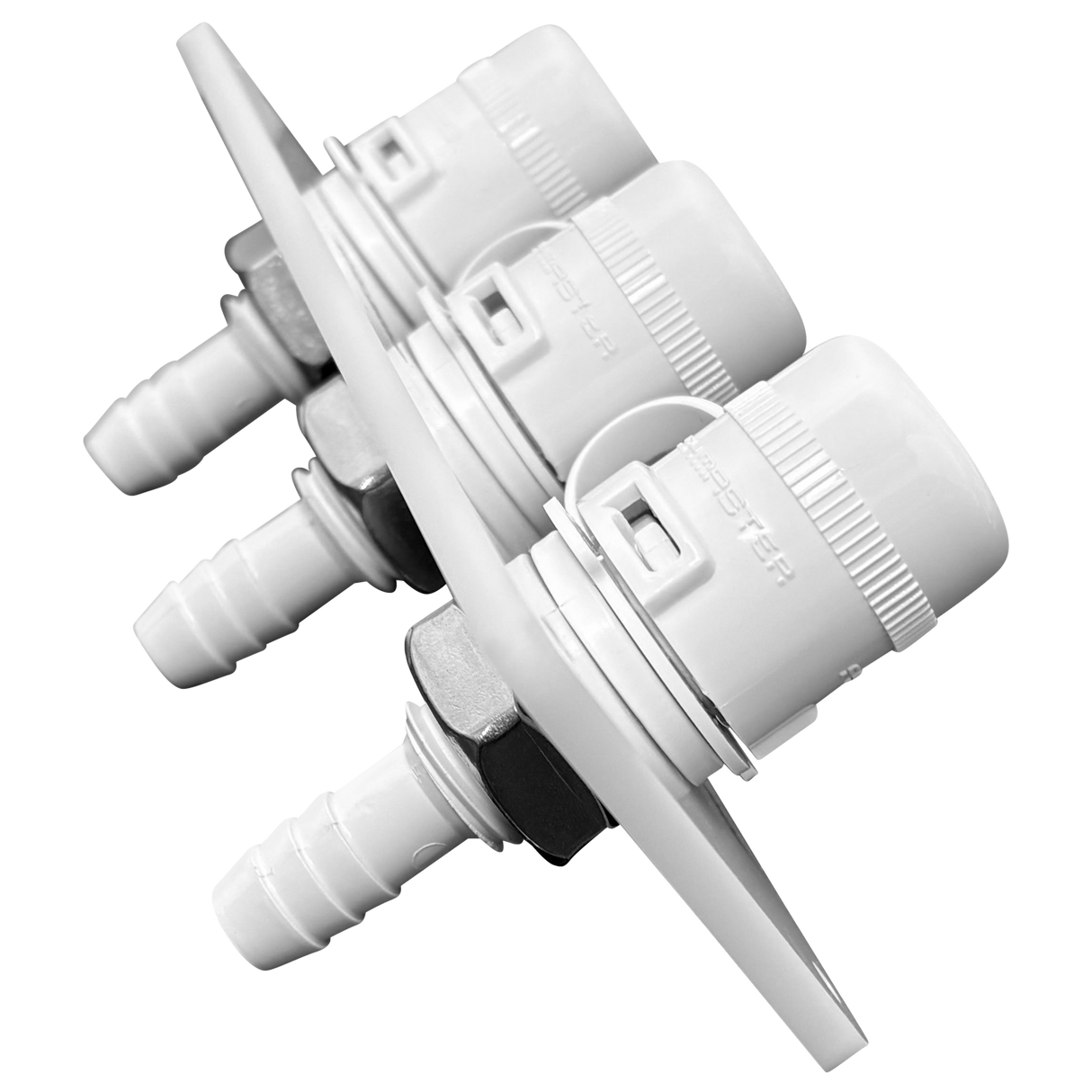 Flushmaster – Flush Port Reroute 3/8" | Triple Outlet | Horizontal | White Acrylic Plate-1