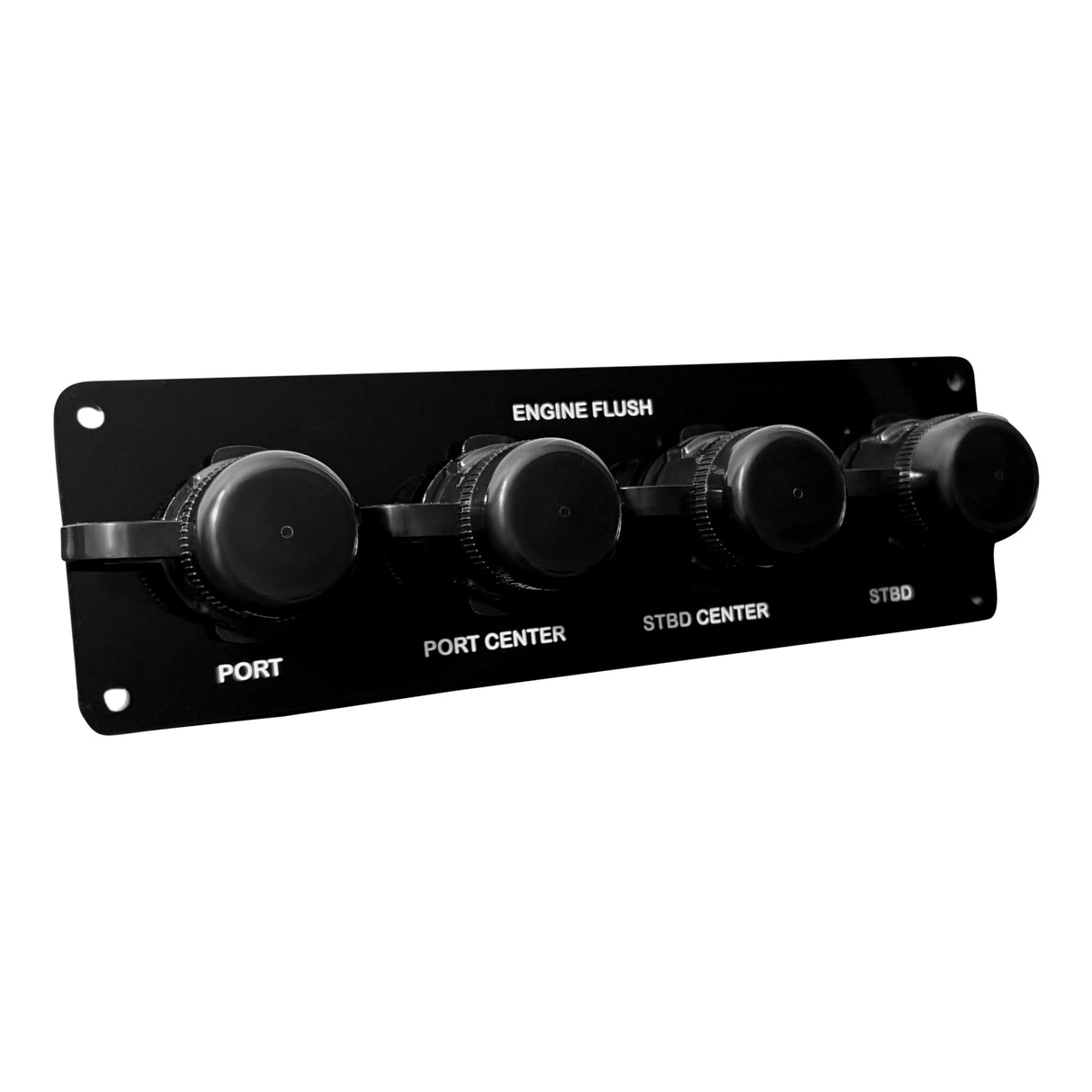 Flushmaster – Flush Port Reroute 3/8" | Quad Outlet | Horizontal | Black Acrylic Plate
