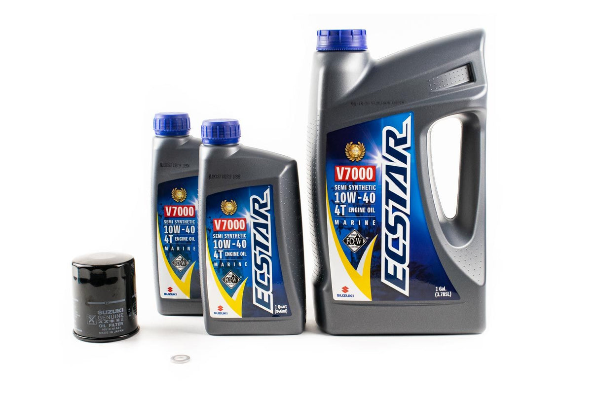 Suzuki Outboard Oil Change Kit - DF115A & DF140A - Ecstar V7000 10W40 Semi Synthetic Marine Engine Oil