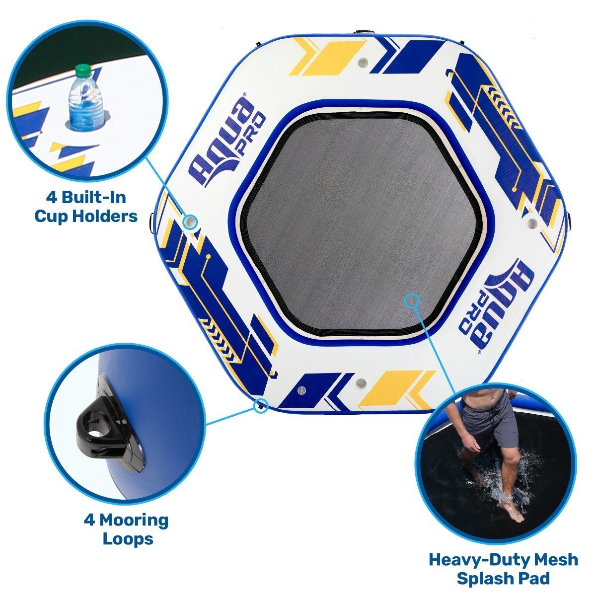 Aqua Leisure 10' Hexagonal Inflatable Island w/Mesh Center - APR20922