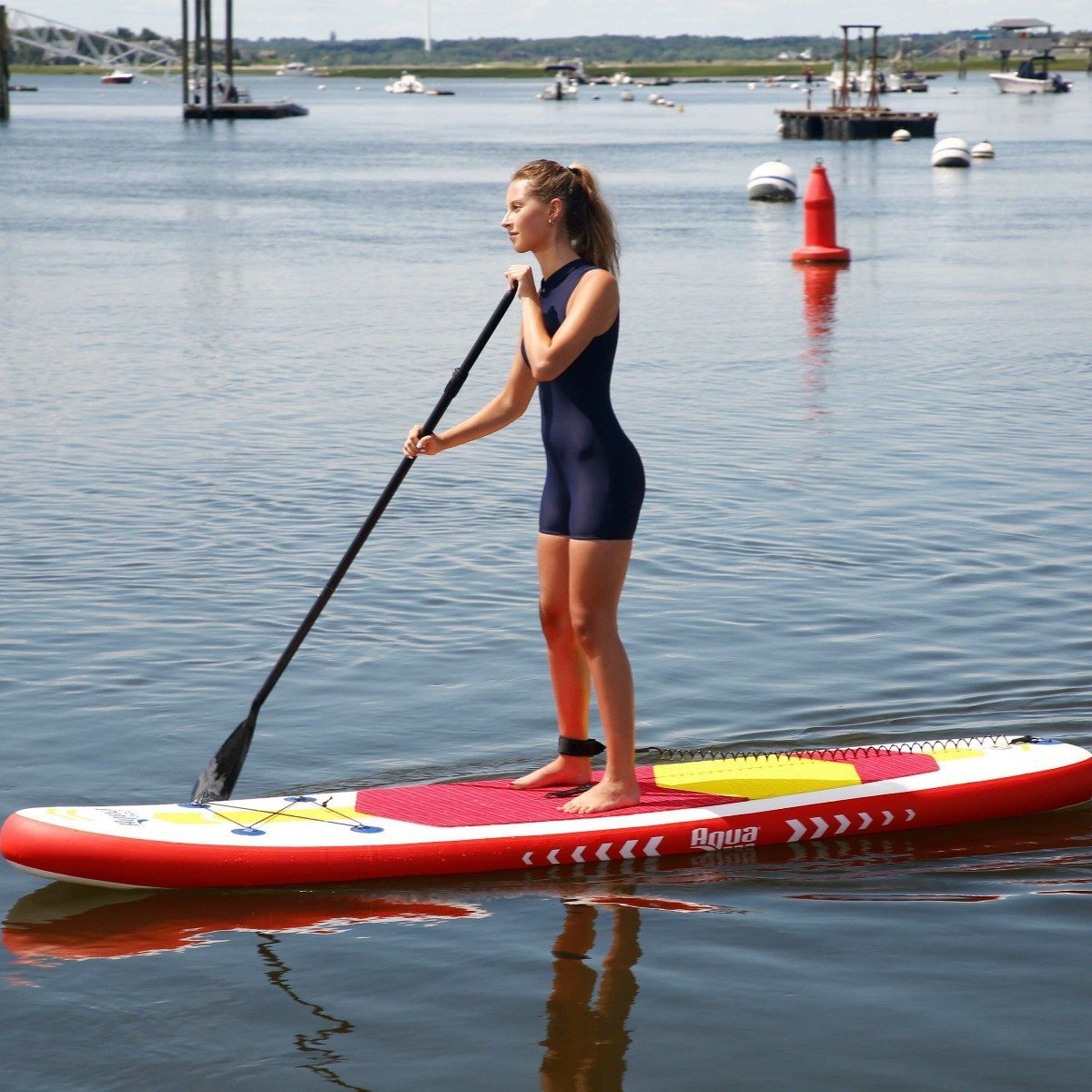Aqua Leisure 10' Inflatable Stand-Up Paddleboard Drop Stitch w/Oversized Backpack f/Board & Accessories - APR20925