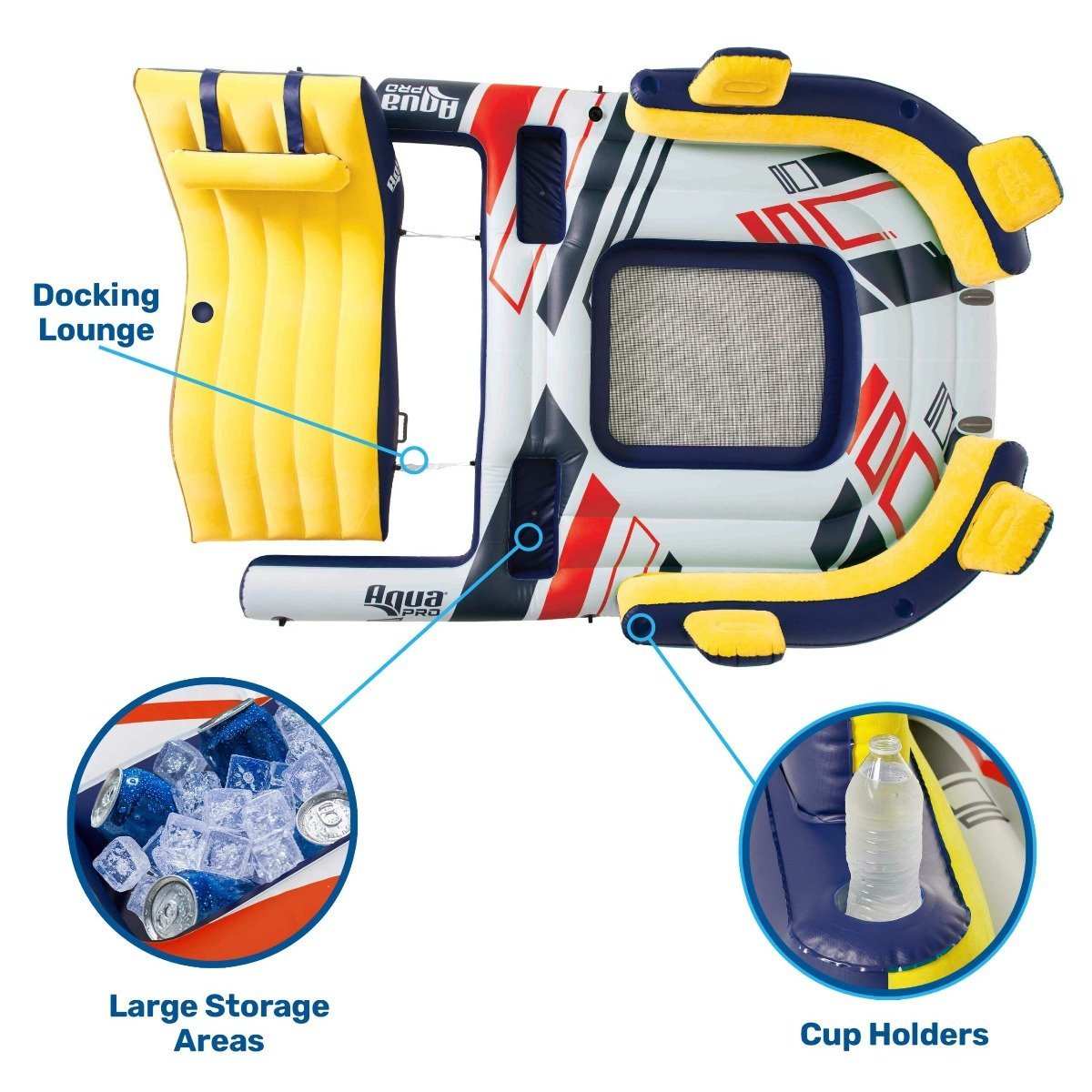 GIANT PARTY RAFT W/ DETACHABLE DOCKING LOUNGE (AQUA PRO) - APL20349