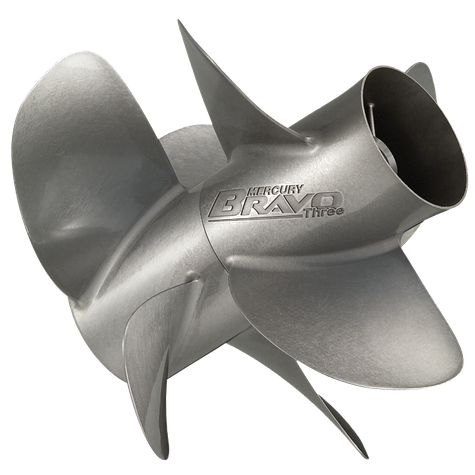 Mercury - Bravo Three Stainless Steel Propeller (Matte Finish) - 4-blade - Front Prop Only - 15.8 Dia - 22.5 Pitch - 48-8M8022400