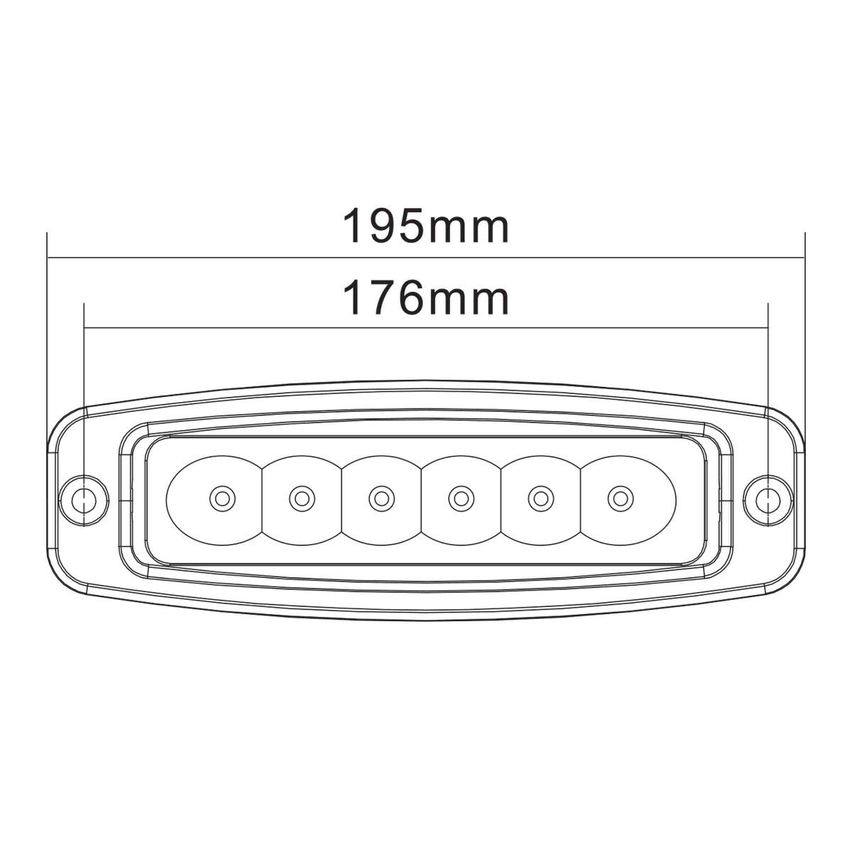 HEISE - Single Row Driving Light - Flush Mount - 6 LED - HE-FMDL1
