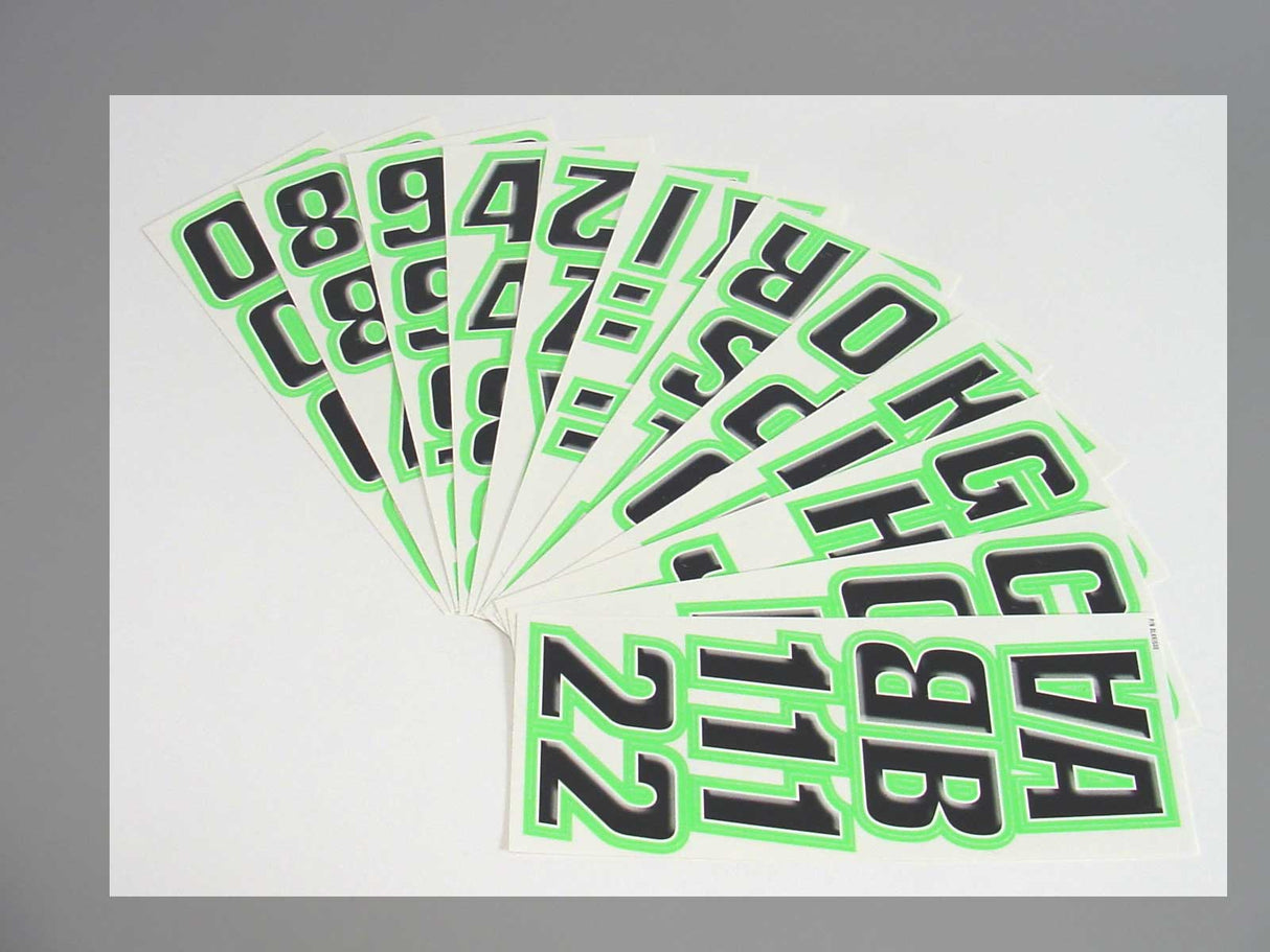 Hardline Products - 2" Snowmobile Lettering Registration Kit - Black/Kiwi - BLKKI500