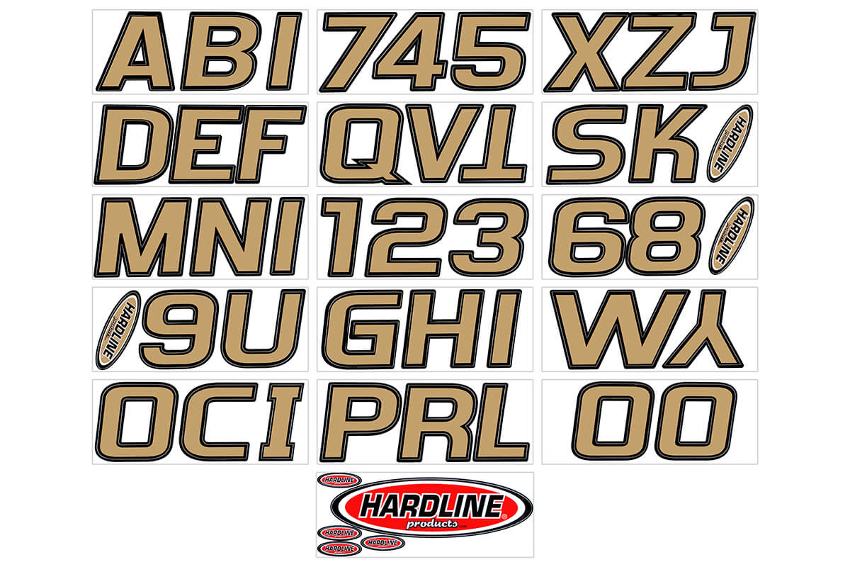 Hardline Products - 3" Boat Lettering Registration Kit - Series 700 - Beige/Black - BRBLK700