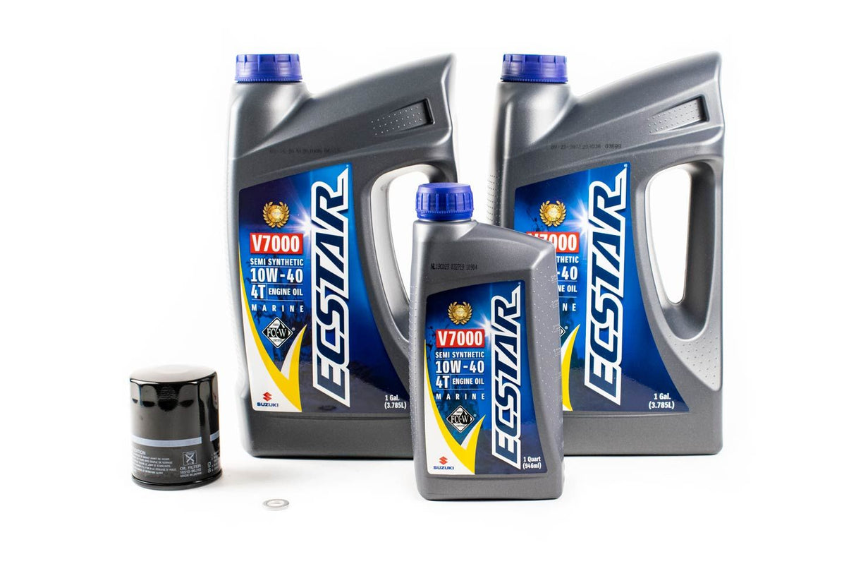 Suzuki Outboard Oil Change Kit - DF150 DF175 DF200A - Ecstar V7000 10W40 Semi Synthetic Marine Engine Oil