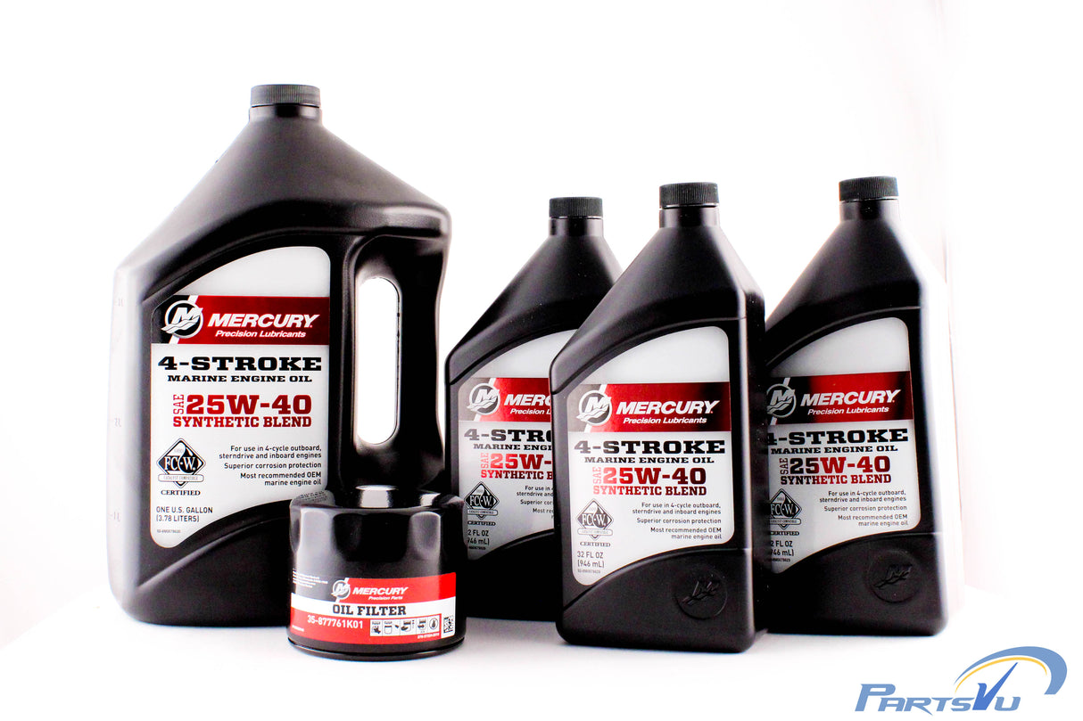 Mercury Marine 150 HP EFI Four Stroke Outboard FC-W 25W-40 Synthetic Blend Oil Change Kit