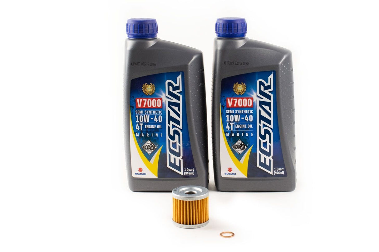 Suzuki Outboard Oil Change Kit - DF9.9 DF15 DF20 (2011-Current) - Ecstar V7000 10W40 Semi Synthetic Marine Engine Oil
