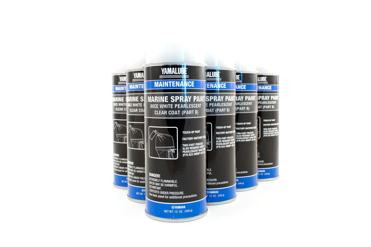 Yamaha Marine Outboard Engine Cowling Spray Paint EA - White Pearlescent Clear Coat - 12 oz - Part B - ACC-MRNPT-0C-EB - 6 Pack