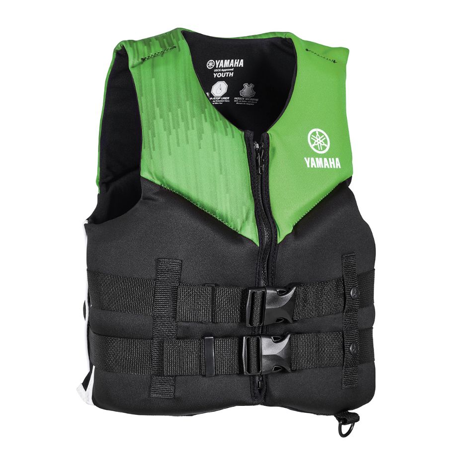 Yamaha Youth 21VNE Neoprene 2-Buckle PFD-One Size-Black/Green/White