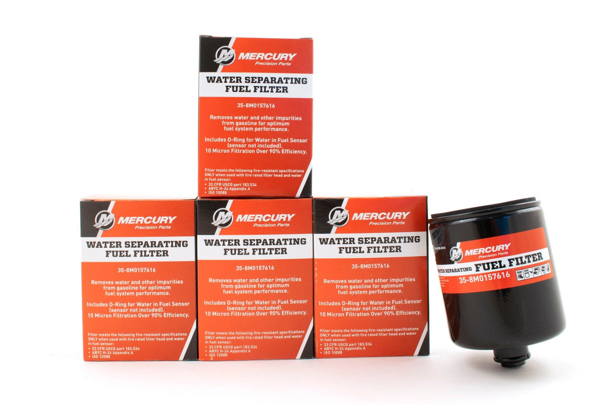 Mercury Fuel Water Separating Filter - Mercury Mariner Force Outboards & MerCruiser - 35-8M0157616 - 4 Pack