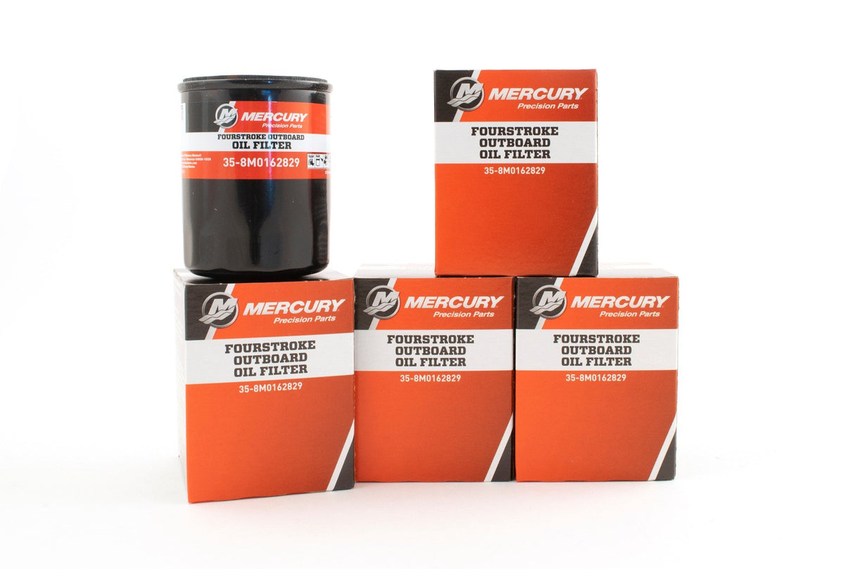 Mercury Outboard Oil Filter 30 40 50 60 EFI SEA PRO 3-Cylinder 4-Cylinder - 35-8M0162829 Supersedes 35-8M0065104 -4 Pack